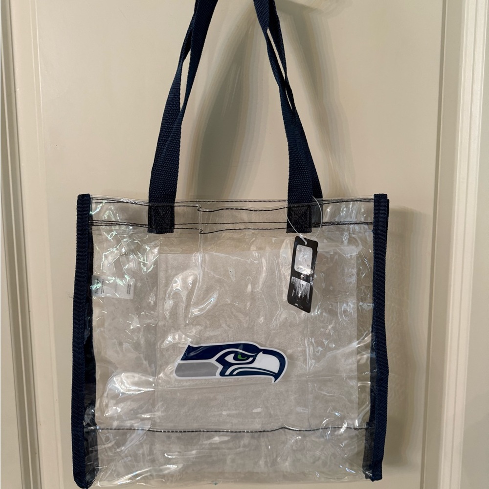 Clear Tote Bag with Navy Blue Straps